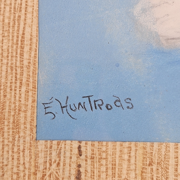 Vintage Signed Pencil Drawing Cat Glass Asian Tray Bamboo Handles 14x12 OOAK - Picture 2 of 8